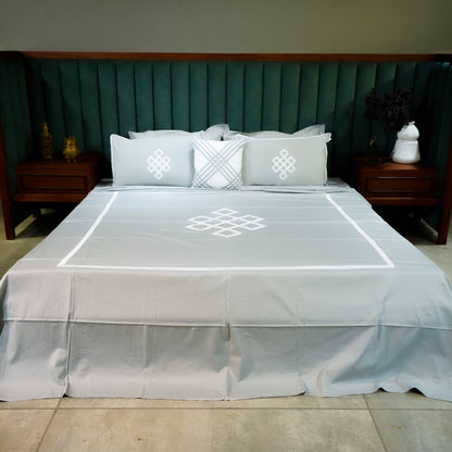 Silver Mist Abstract Fusion Set of 5 & 7 at Kamakhyaa by Aetherea. This item is Bed Sets, Home