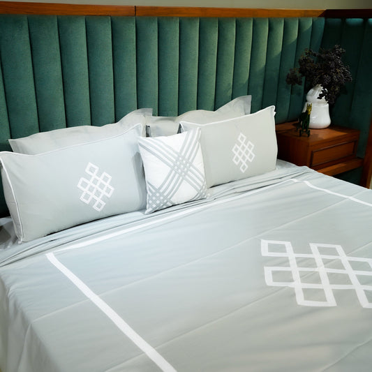 Silver Mist Abstract Fusion Set of 5 & 7 at Kamakhyaa by Aetherea. This item is Bed Sets, Home