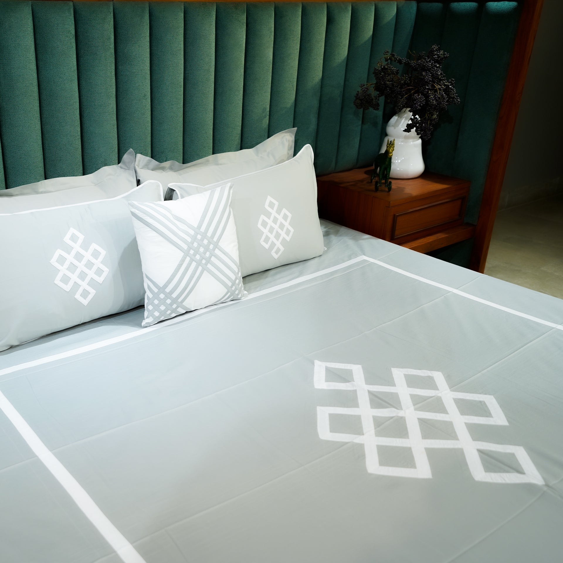 Silver Mist Abstract Fusion Set of 5 & 7 at Kamakhyaa by Aetherea. This item is Bed Sets, Home