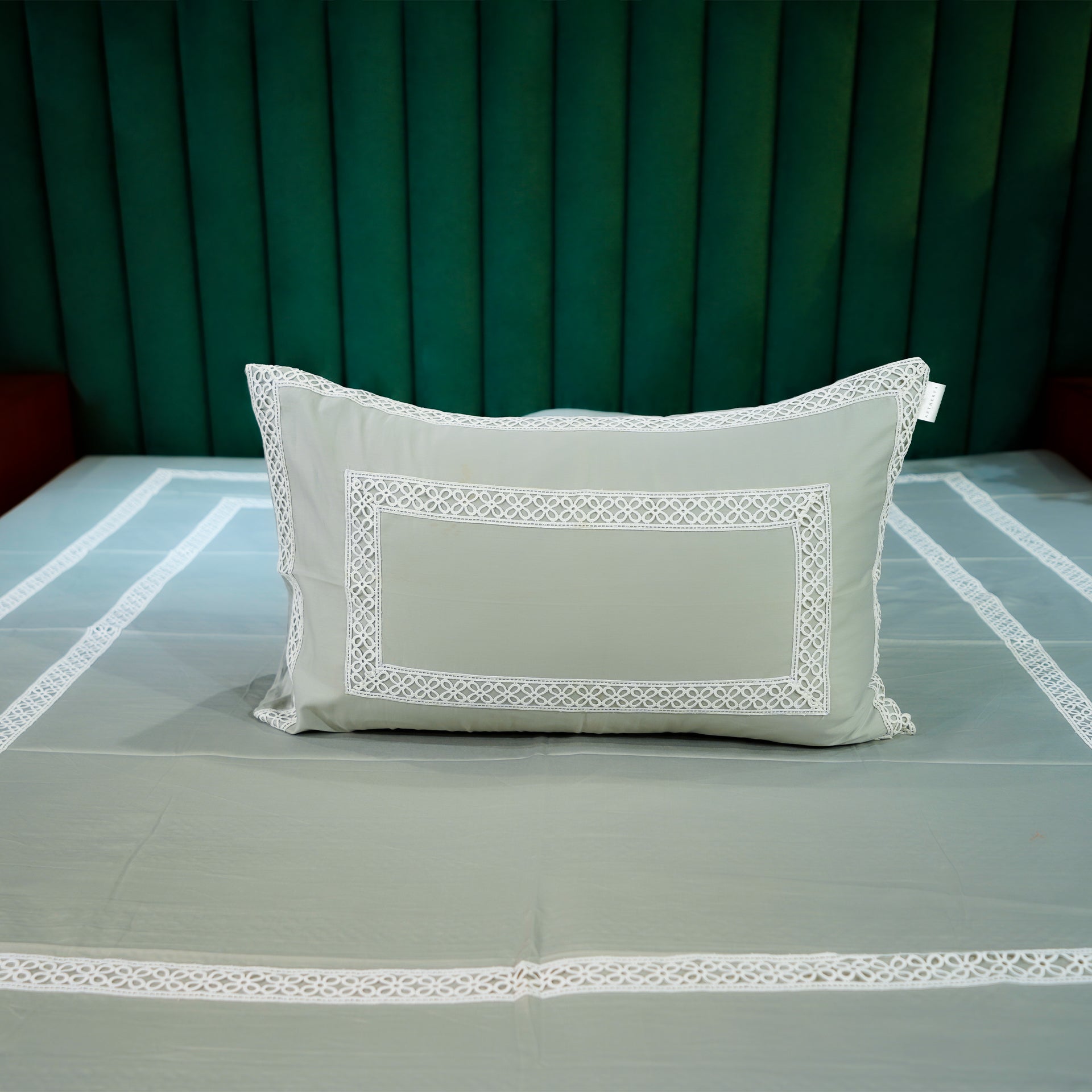 Silver Mist Cotton Bloom Pillow Cover at Kamakhyaa by Aetherea. This item is 100% Cotton, 300 TC, 500 TC, Grey, Home, Pillow Cover, Plain, Solid