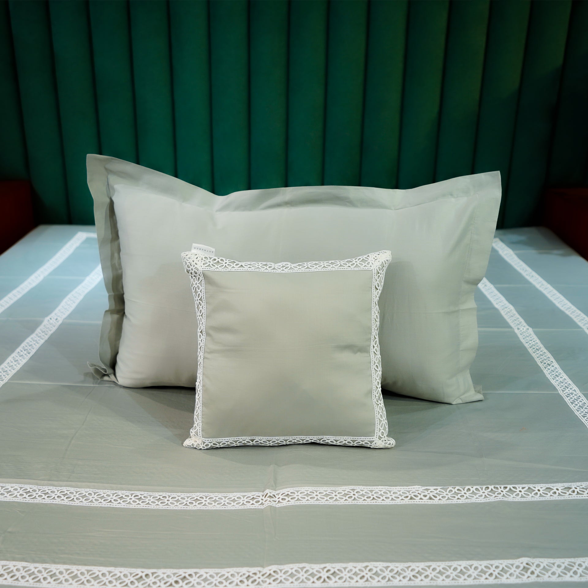 Silver Mist Cotton Bloom Pillow Cover at Kamakhyaa by Aetherea. This item is 100% Cotton, 300 TC, 500 TC, Grey, Home, Pillow Cover, Plain, Solid