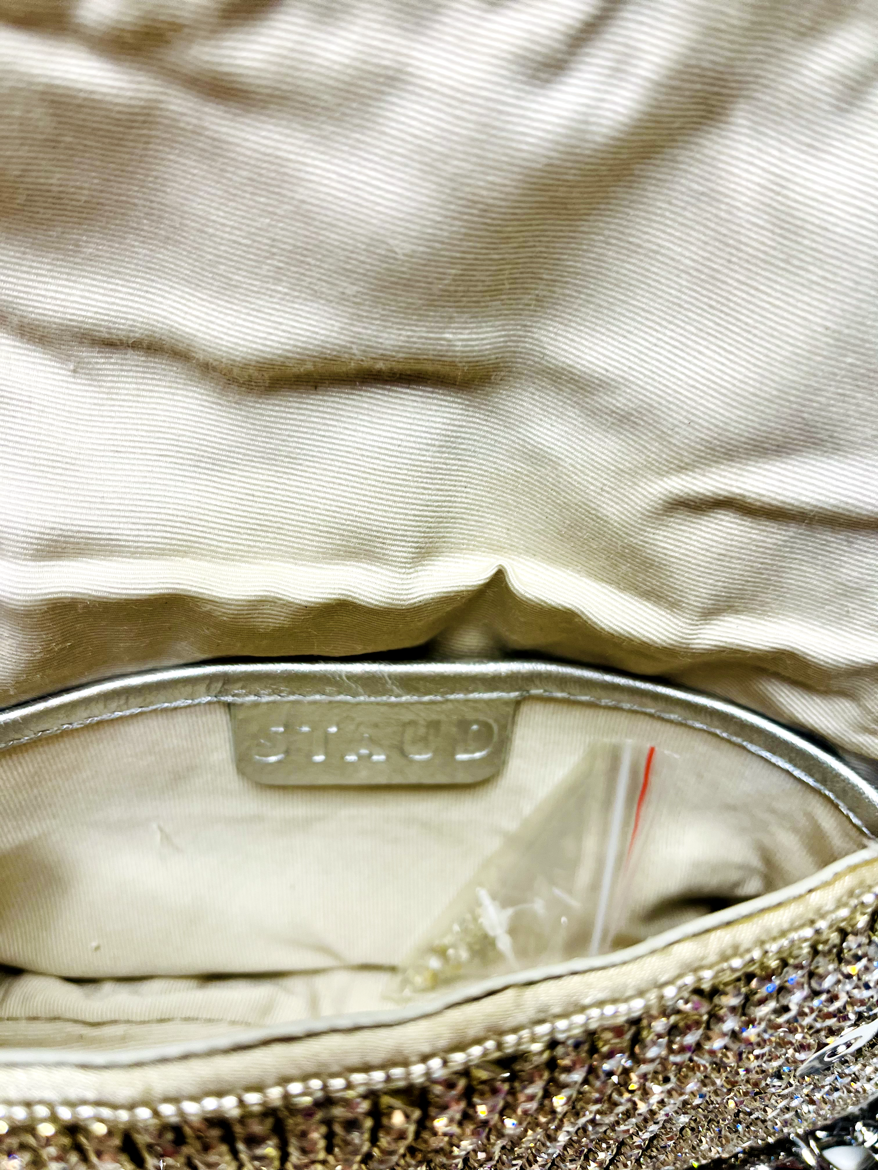 Silver Rhinestone Sling Bag at Kamakhyaa by Pre Loved. This item is Bags, Casual Wear, Mirror Work, Multicolor, Natural, Sling Bags