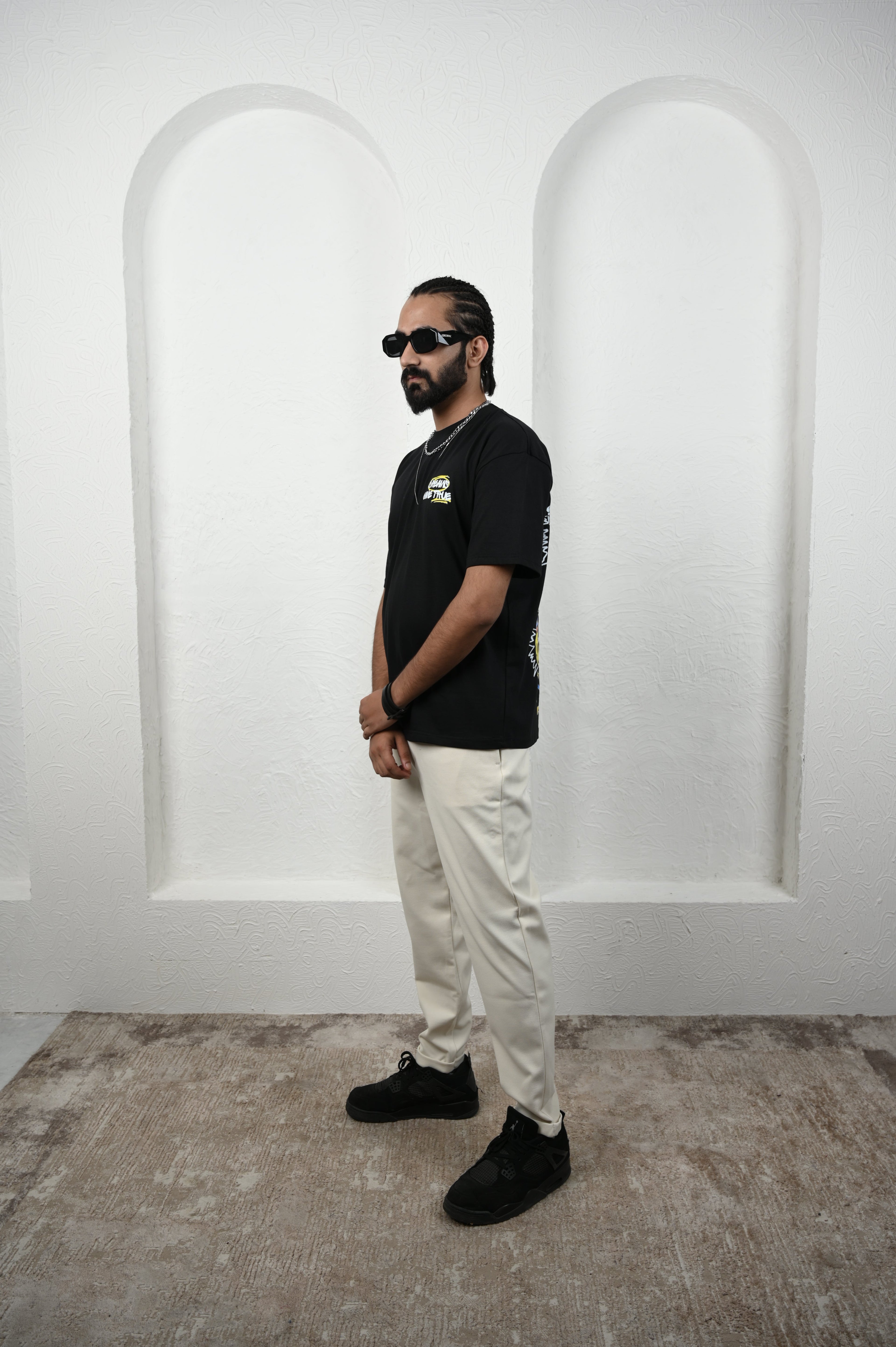 Smile Please 100% Cotton Oversized Black T-shirt at Kamakhyaa by Unfussy. This item is 100% cotton, Black, Casual Wear, Organic, Oversized Fit, Printed, T-Shirts, Unfussy, Unisex, Womenswear