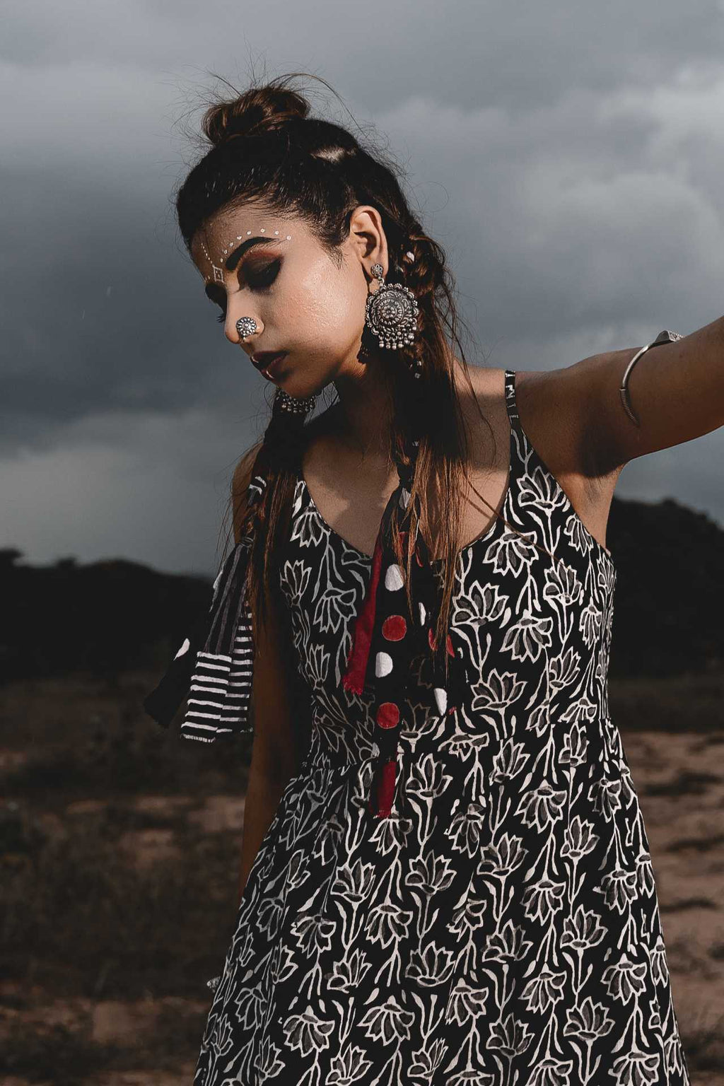 Spaghetti Tiered Long Dress at Kamakhyaa by Keva. This item is Best Selling, Black, Block Prints, Cotton, FB ADS JUNE, Maxi Dresses, Natural, Printed Selfsame, Relaxed Fit, Resort Wear, Sleeveless Dresses, Strap Dresses, Tiered Dresses, Wild Child, Womenswear