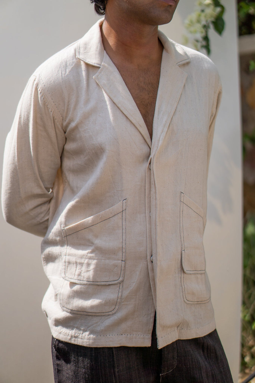 Spread Collar Shirt at Kamakhyaa by Lafaani. This item is 100% pure cotton, Casual Wear, Kora, Menswear, Organic, Regular Fit, Shirts, Solids, Sonder, Undyed and Unbleached