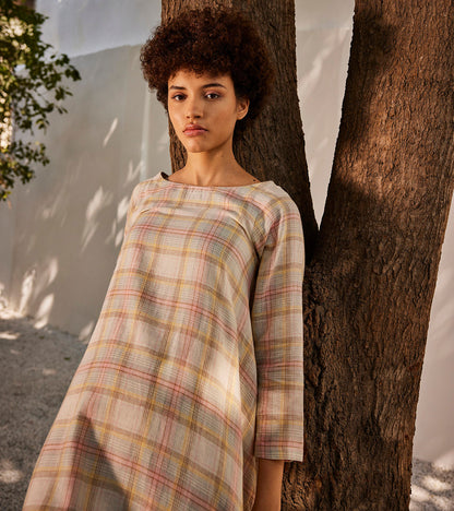 Spring dream dress at Kamakhyaa by Khara Kapas. This item is Casual Wear, Linen, Midi Dresses, Multicolor, Oh! Sussana Spring 2023, Organic, Regular Fit, Solids, Womenswear