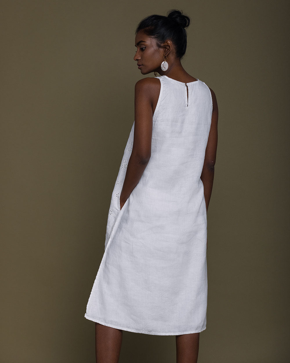 Stolen Sunsets Dresses - Coconut White at Kamakhyaa by Reistor. This item is Casual Wear, Embroidered, Hemp, Midi Dresses, Natural, Sleeveless Dresses, Solid Selfmade, White, Womenswear