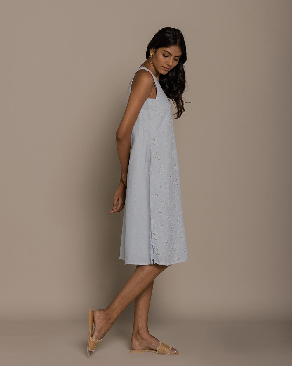 Stolen Sunsets Dresses - Summer Blue at Kamakhyaa by Reistor. This item is Blue, Casual Wear, Embroidered, Hemp, Mini Dresses, Natural, Sleeveless Dresses, Solid Selfmade, Womenswear