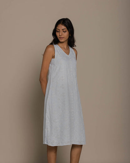 Stolen Sunsets Dresses - Summer Blue at Kamakhyaa by Reistor. This item is Blue, Casual Wear, Embroidered, Hemp, Mini Dresses, Natural, Sleeveless Dresses, Solid Selfmade, Womenswear