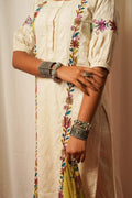 Straight Kurta And Pants-Set Of Two at Kamakhyaa by Keva. This item is Best Selling, Cotton, Embroidered, Indian Wear, Kurta Pant Sets, Natural, Prints, Relaxed Fit, Resort Wear, Tatriz, White, Womenswear