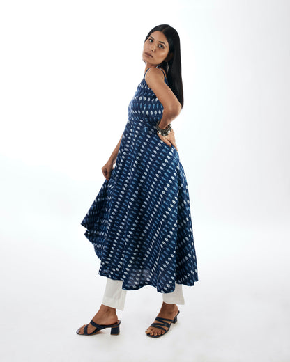 Strap Kurta And Solid White Pant at Kamakhyaa by Kamakhyaa. This item is 100% pure cotton, Blue, Complete Sets, Festive Wear, Indian Wear, KKYSS, Kurta Pant Sets, Natural, Prints, Regular Fit, Summer Sutra, Womenswear