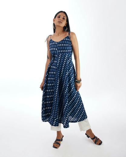 Strap Kurta And Solid White Pant at Kamakhyaa by Kamakhyaa. This item is 100% pure cotton, Blue, Complete Sets, Festive Wear, Indian Wear, KKYSS, Kurta Pant Sets, Natural, Prints, Regular Fit, Summer Sutra, Womenswear