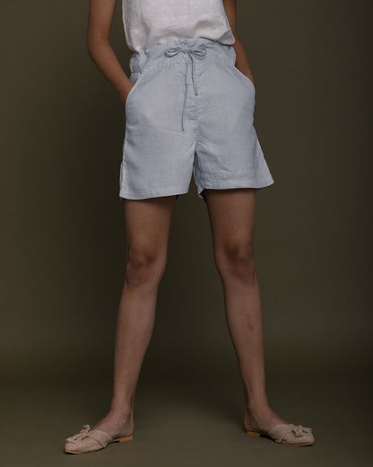 Sunkissed Saltwater Shorts - Summer Blue at Kamakhyaa by Reistor. This item is Blue, Casual Wear, Hemp, Natural, Shorts, Solids, Womenswear