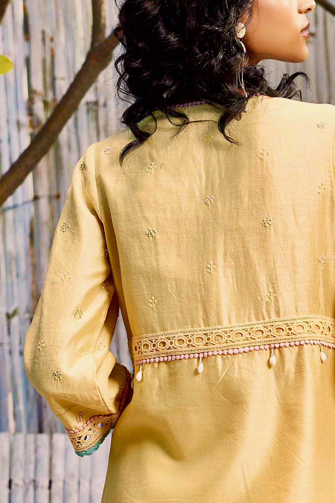 Sunshine Yellow A-line Kurta with Palazzo - Set of 3 at Kamakhyaa by Charkhee. This item is Best Selling, Chanderi, Cotton, Cotton Satin, Festive Wear, Indian Wear, Kurta Palazzo Sets, Natural, Regular Fit, Shores 23, Solids, Womenswear, Yellow