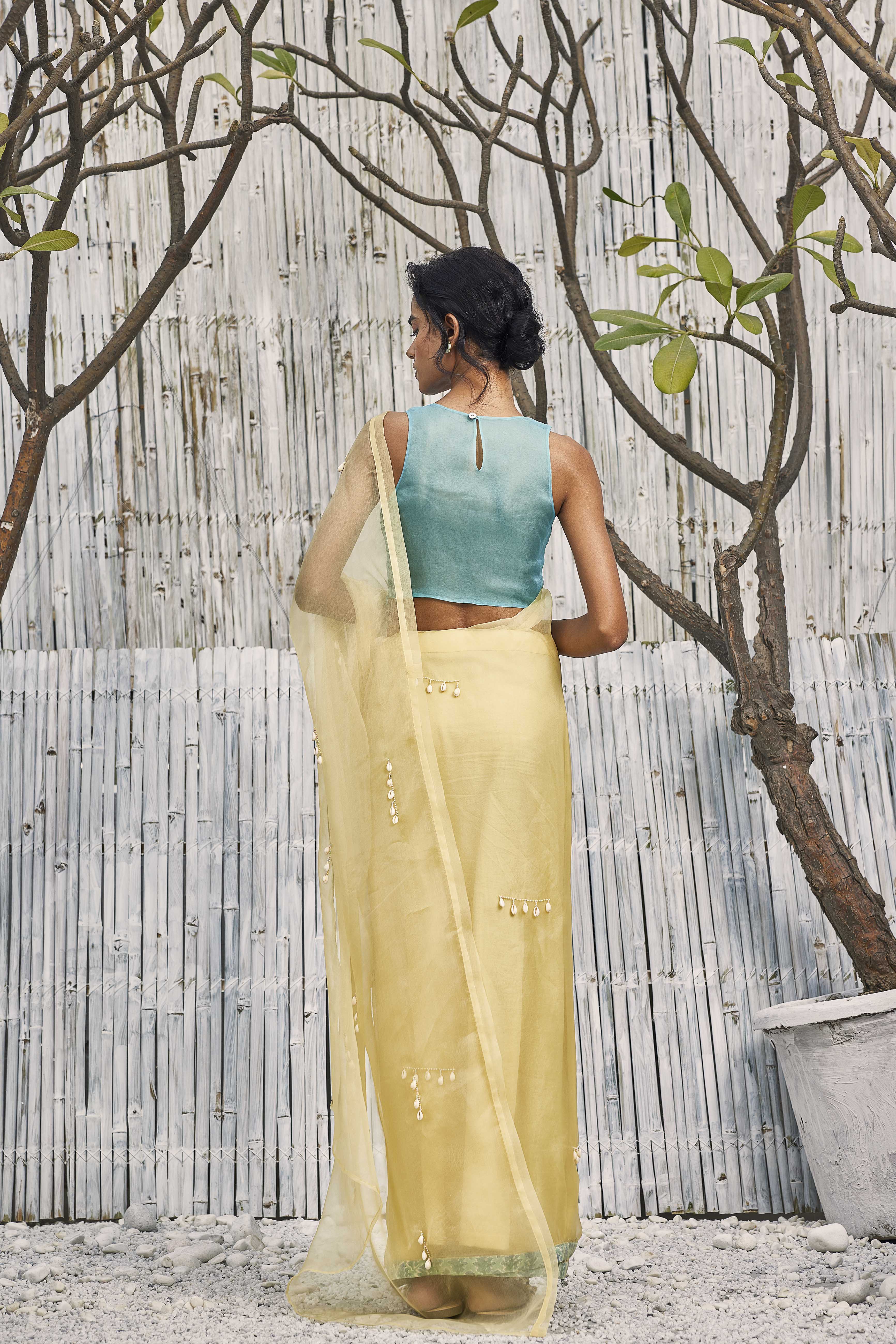 Mustard Yellow Banarasi Silk Saree With Designer Blouse – STORI
