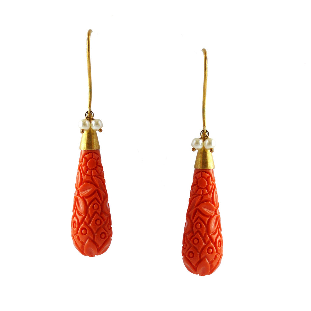 Tangerine Drop Earrings Brass, Casual Wear, Earrings, Free Size, Gold Plated, Orange, Re-polishable, Solids Kamakhyaa
