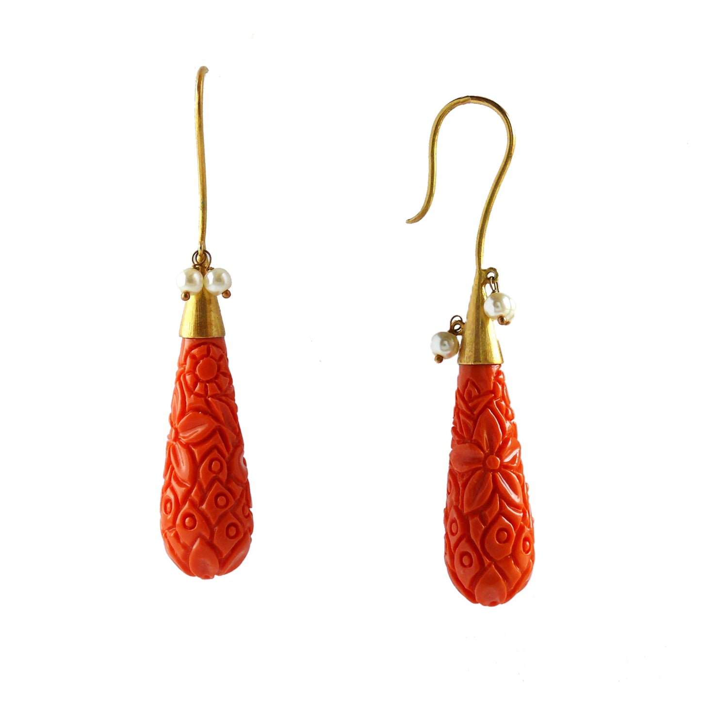 Tangerine Drop Earrings Brass, Casual Wear, Earrings, Free Size, Gold Plated, Orange, Re-polishable, Solids Kamakhyaa