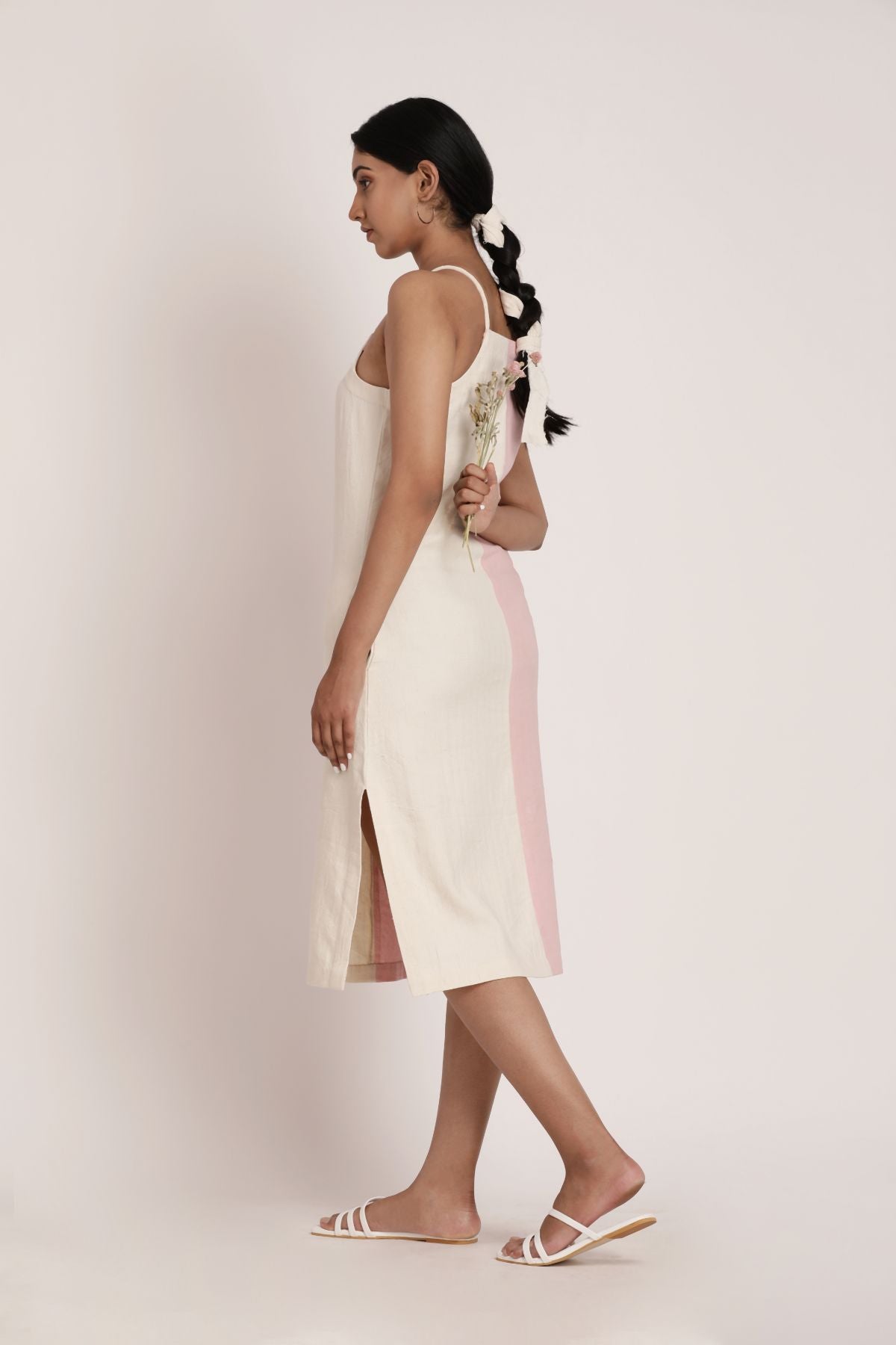 Tansi Slip Dress at Kamakhyaa by Itya. This item is Casual Wear, Hand Spun Cotton, Handwoven cotton, Midi Dresses, Natural, Pastel Perfect, Pastel Perfect by Itya, Pink, Plant Dye, Regular Fit, Sleeveless Dresses, Solids, SS22, Womenswear