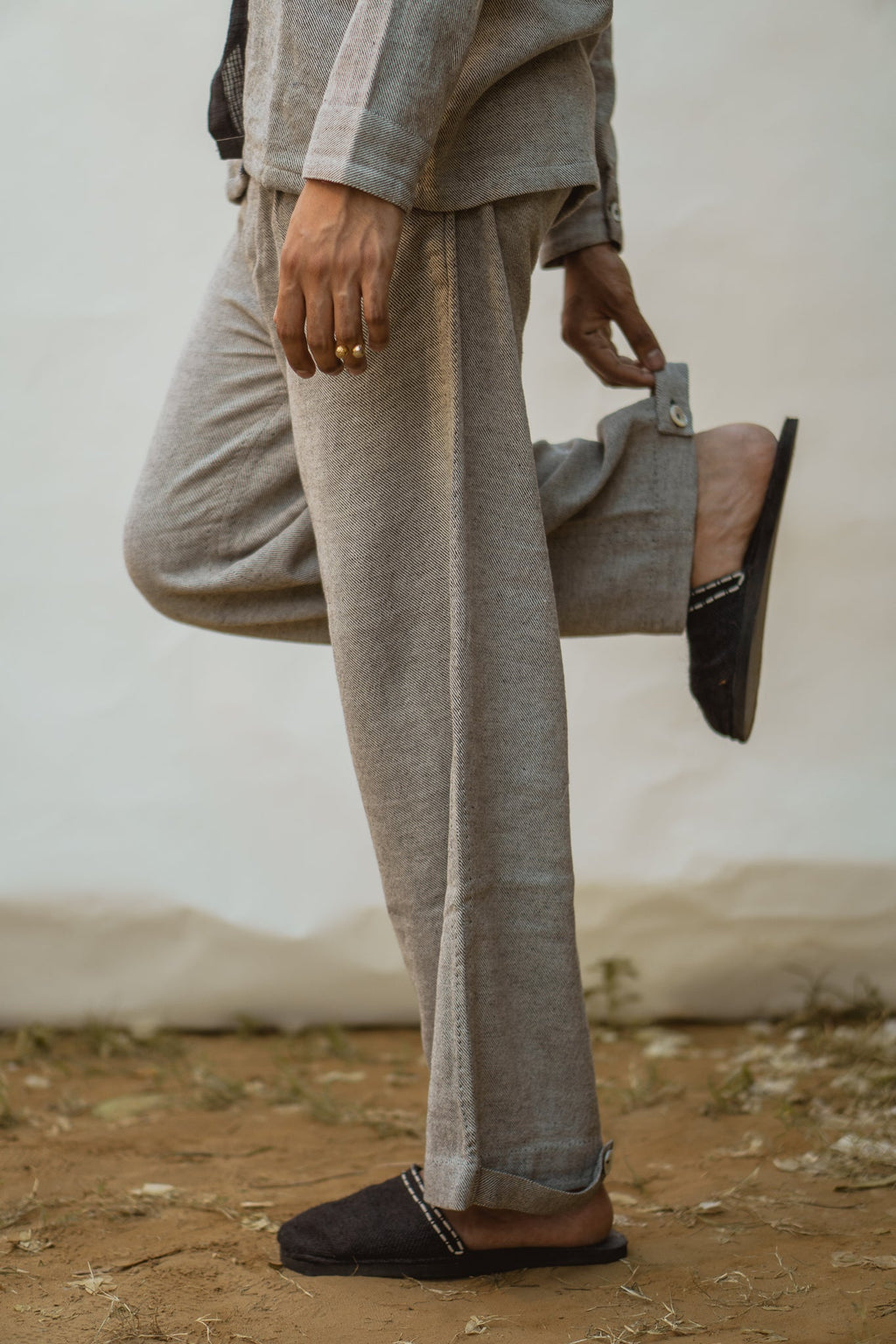 Tapered Pants at Kamakhyaa by Lafaani. This item is 100% pure cotton, Black, Casual Wear, Grey, Menswear, Natural with azo free dyes, Organic, Regular Fit, Solids, Sonder