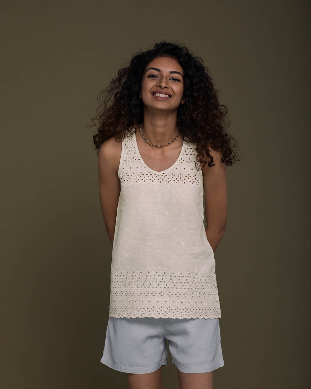 The Beach Shack Shirt - Shell Off White at Kamakhyaa by Reistor. This item is Casual Wear, Embroidered, Hemp, Natural, Tops, White, Womenswear