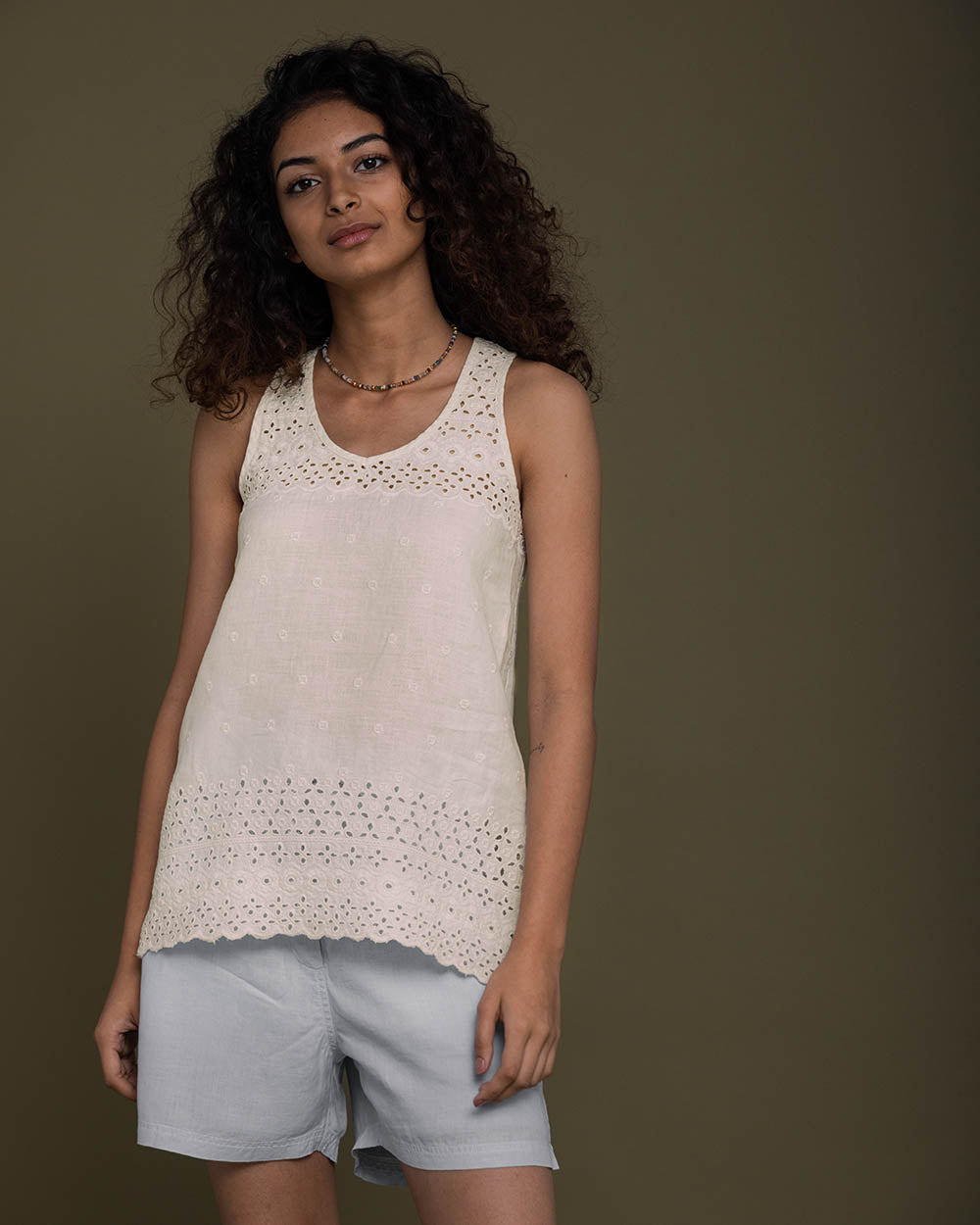 The Beach Shack Shirt - Shell Off White at Kamakhyaa by Reistor. This item is Casual Wear, Embroidered, Hemp, Natural, Tops, White, Womenswear