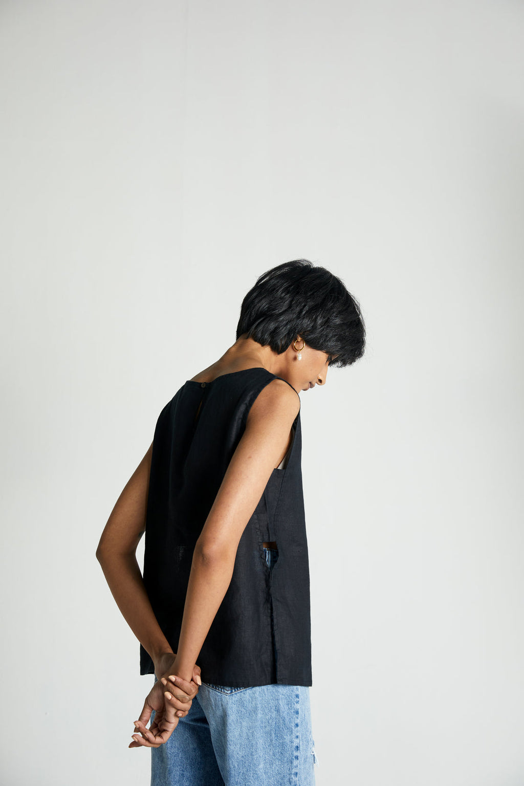 The Black in Business Top at Kamakhyaa by Reistor. This item is Black, Hemp, Less than $50, Natural, Noir, Office Wear, Regular Fit, Sleeveless Tops, Solids, Tops, Womenswear