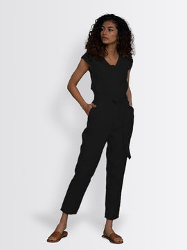 The Hemp Noir Jumsuipt at Kamakhyaa by Reistor. This item is Black, Casual Wear, Hemp, Jumpsuits, Natural, Noir, Regular Fit, Solids, Womenswear