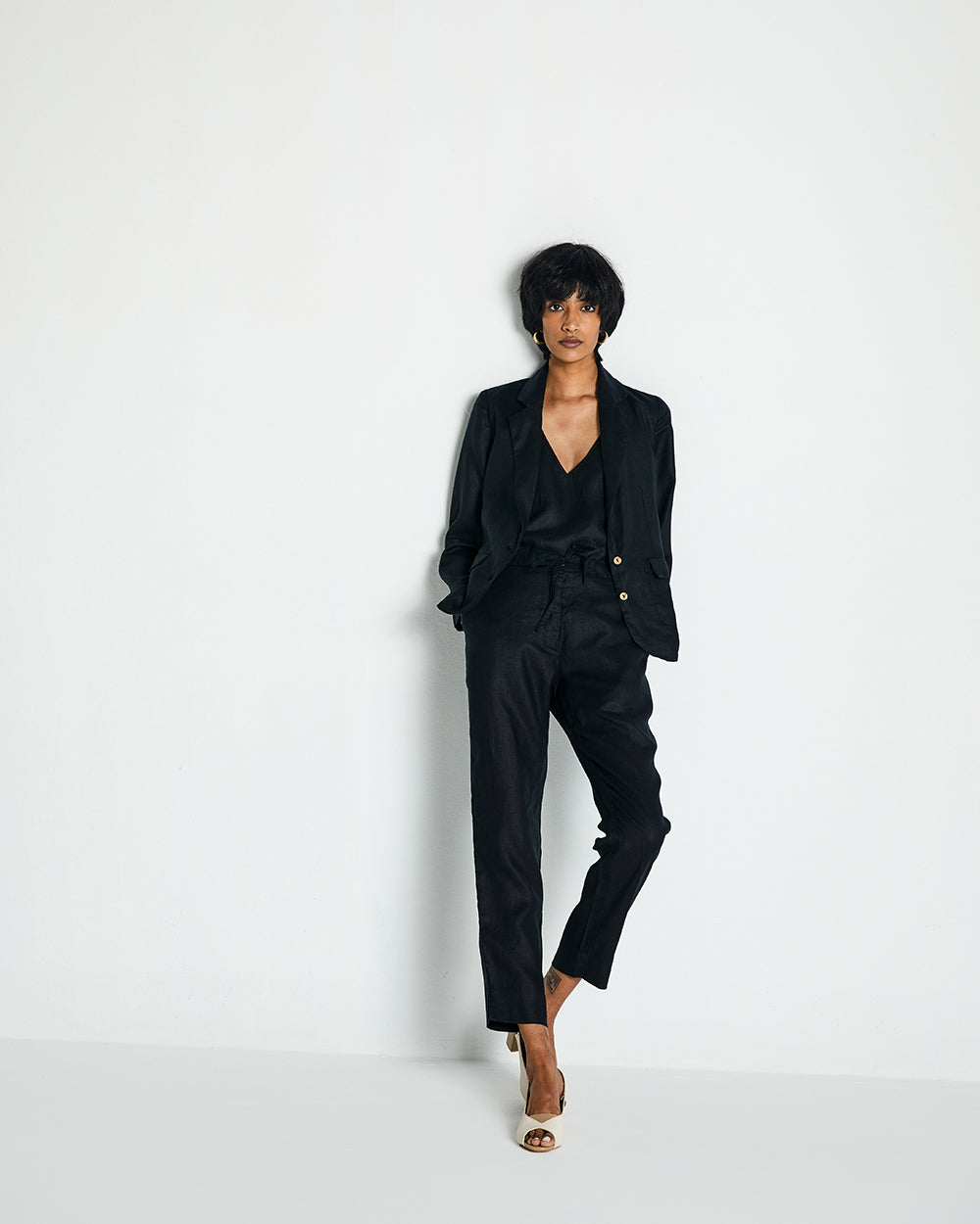 The Hemp Three Piece Set at Kamakhyaa by Reistor. This item is Black, Casual Wear, Co-ord Sets, Hemp, Natural, Noir, Regular Fit, Solids, Womenswear
