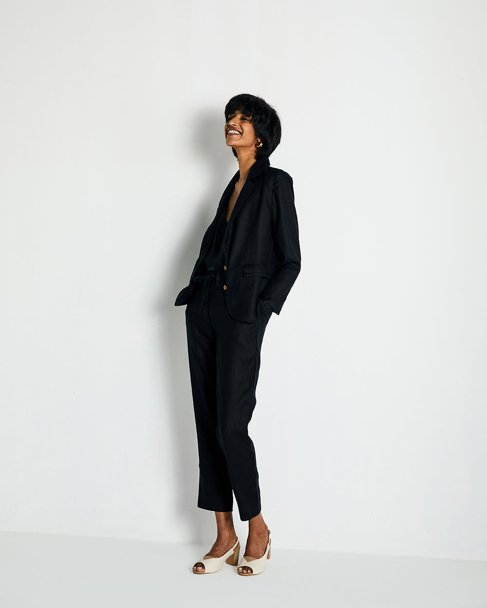 The Hemp Three Piece Set at Kamakhyaa by Reistor. This item is Black, Casual Wear, Co-ord Sets, Hemp, Natural, Noir, Regular Fit, Solids, Womenswear