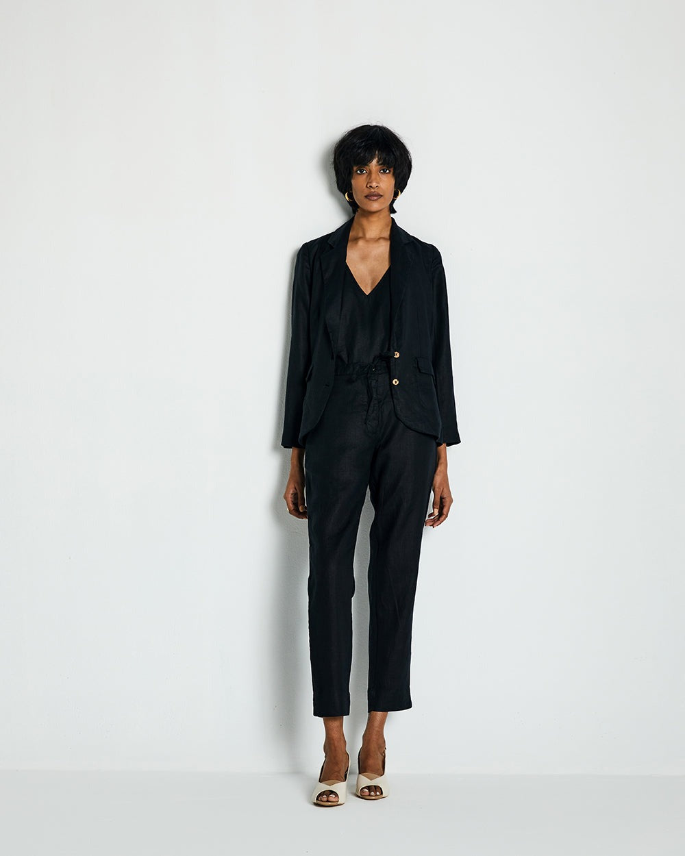 The Hemp Three Piece Set at Kamakhyaa by Reistor. This item is Black, Casual Wear, Co-ord Sets, Hemp, Natural, Noir, Regular Fit, Solids, Womenswear