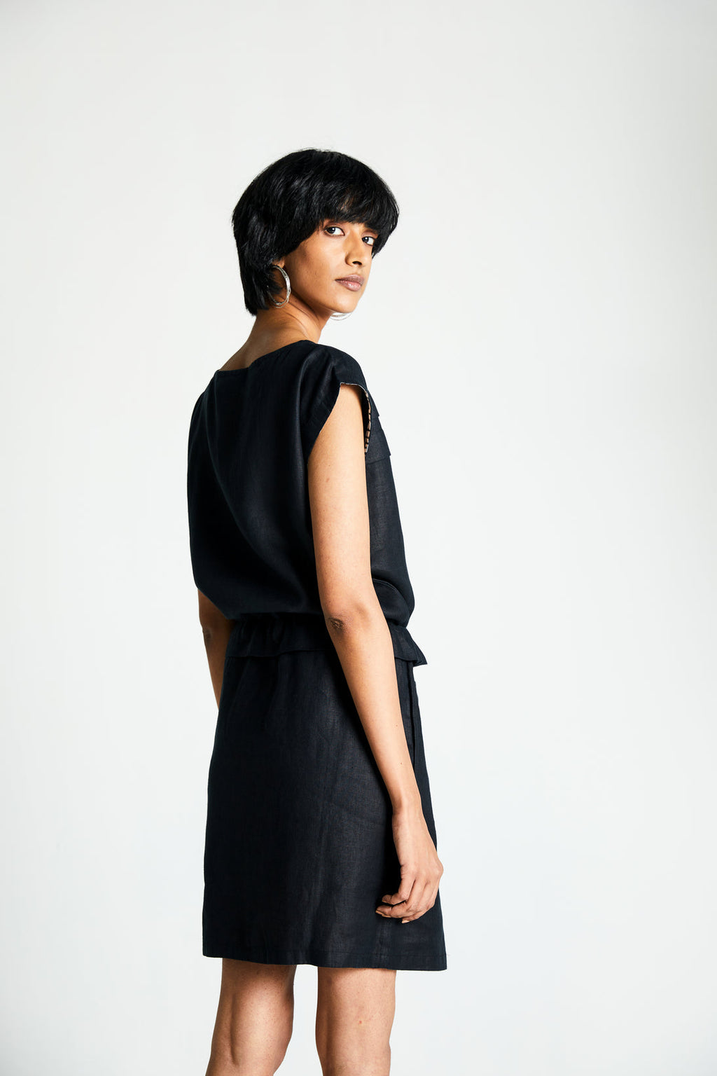 The Let's do Drinks Dress at Kamakhyaa by Reistor. This item is Best Selling, Black, Casual Wear, Dresses, Hemp, Mini Dresses, Natural, Noir, Regular Fit, Solids, Womenswear