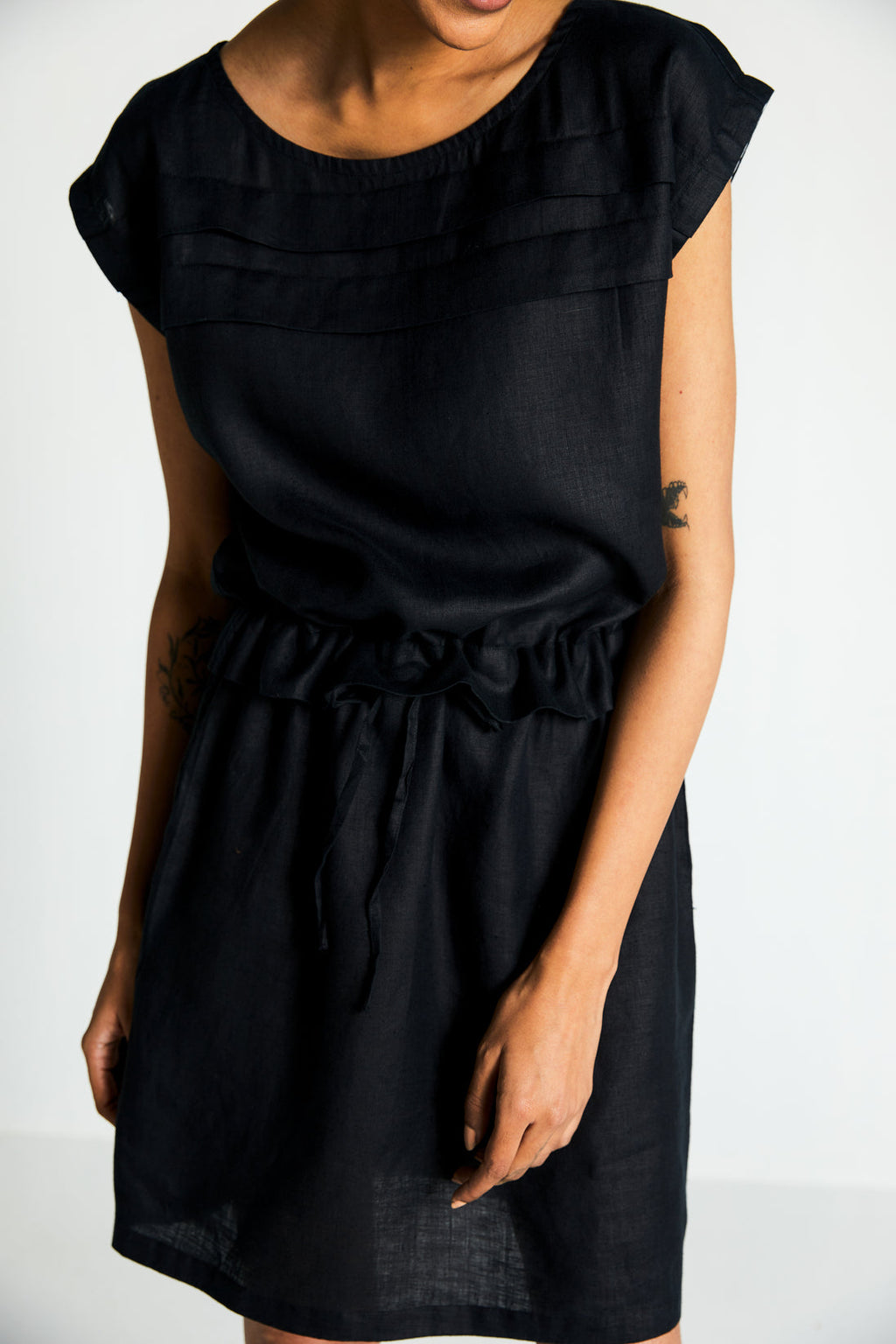The Let's do Drinks Dress at Kamakhyaa by Reistor. This item is Best Selling, Black, Casual Wear, Dresses, Hemp, Mini Dresses, Natural, Noir, Regular Fit, Solids, Womenswear