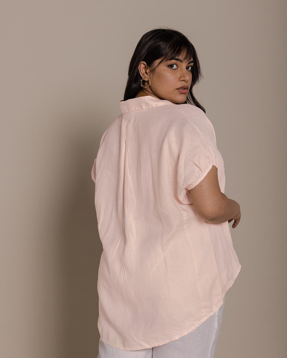 The Morning Coffee Run Shirt - Ice Pink at Kamakhyaa by Reistor. This item is Casual Wear, Hemp, Natural, Pink, Shirts, Solids, Tops, Womenswear