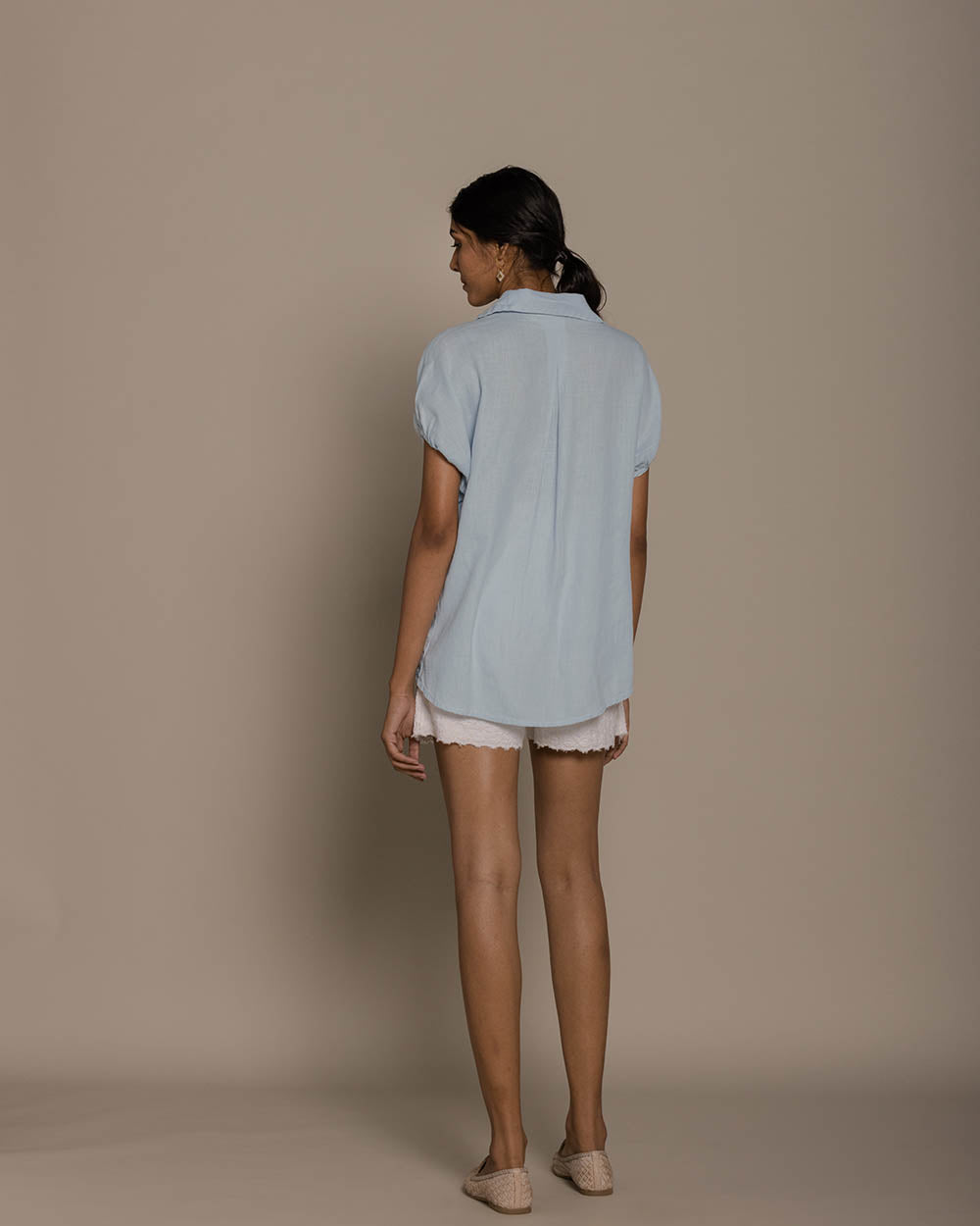 The Morning Coffee Run Shirt - Summer Blue at Kamakhyaa by Reistor. This item is Blue, Casual Wear, Hemp, Natural, Shirts, Solids, Tops, Womenswear