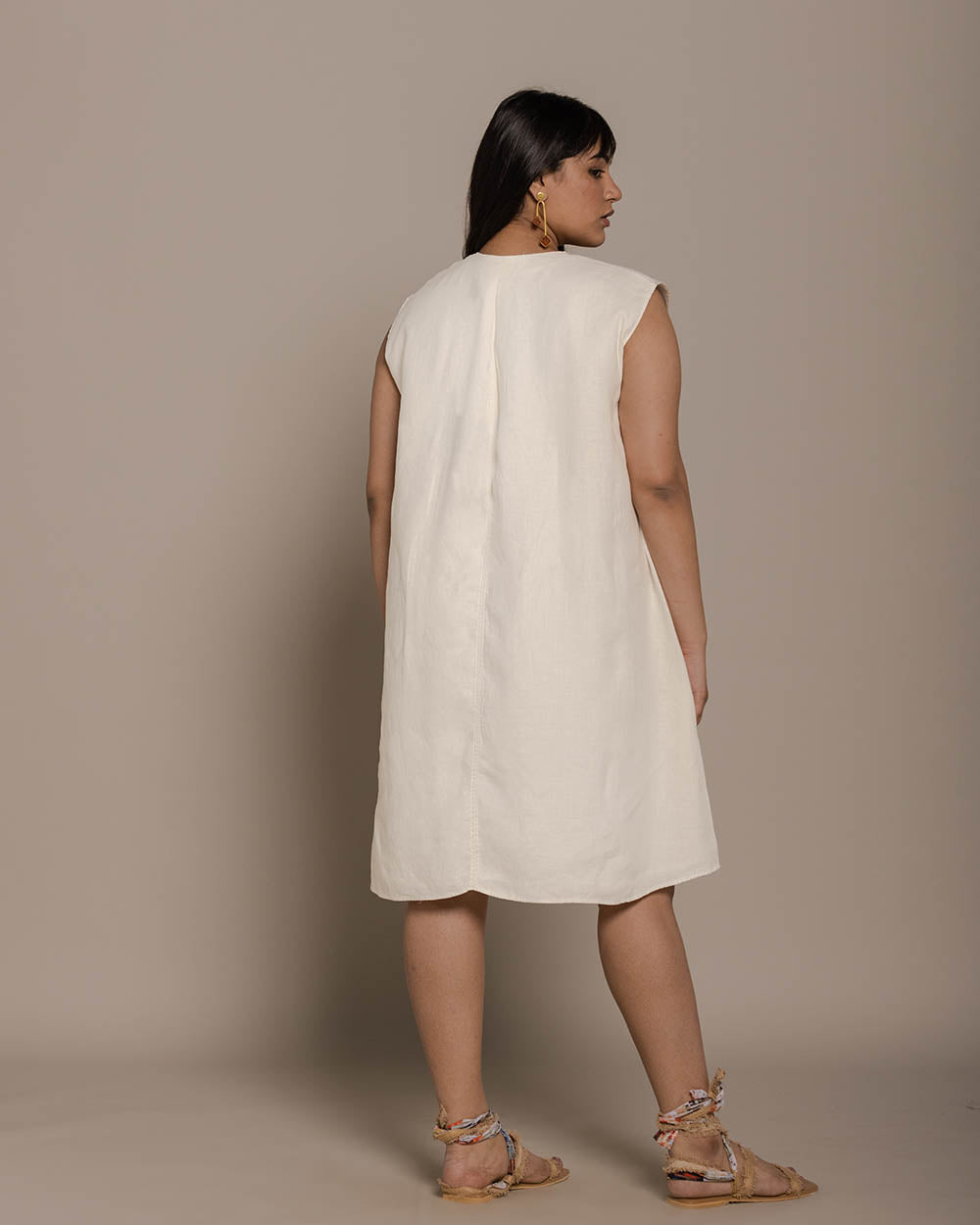 The Musical Dusk Dress - Shell Off White at Kamakhyaa by Reistor. This item is Best Selling, Casual Wear, Hemp, Mini Dresses, Natural, Sleeveless Dresses, Solids, White, Womenswear