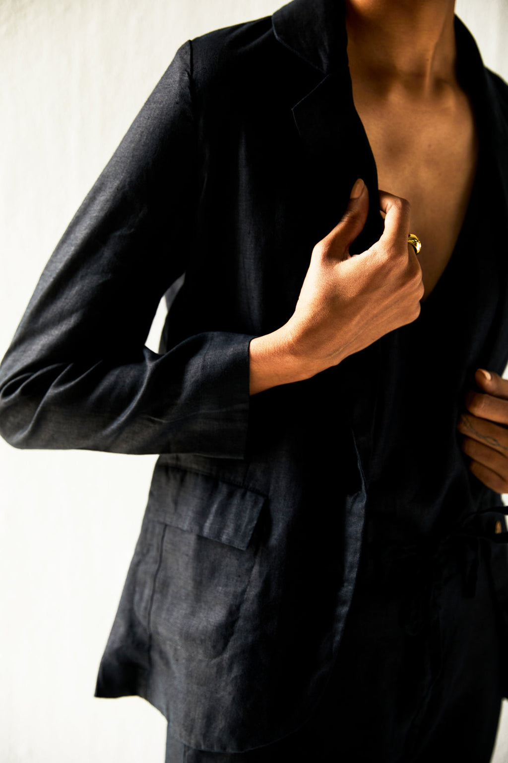 The She's Everything Blazer at Kamakhyaa by Reistor. This item is Black, Blazers, Casual Wear, Hemp, Natural, Noir, Relaxed Fit, Solids, Womenswear