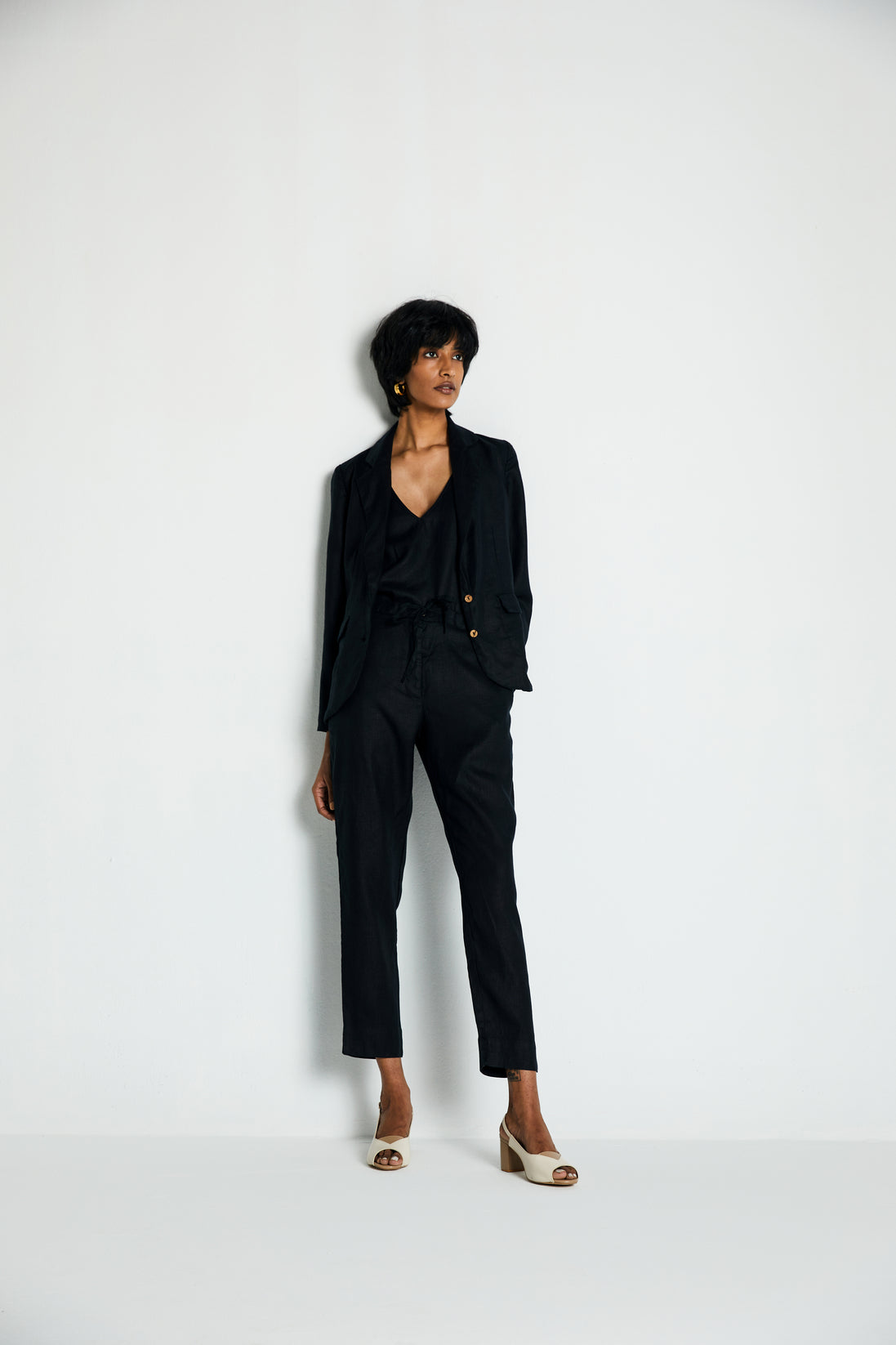 The She's Everything Blazer at Kamakhyaa by Reistor. This item is Black, Blazers, Casual Wear, Hemp, Natural, Noir, Relaxed Fit, Solids, Womenswear