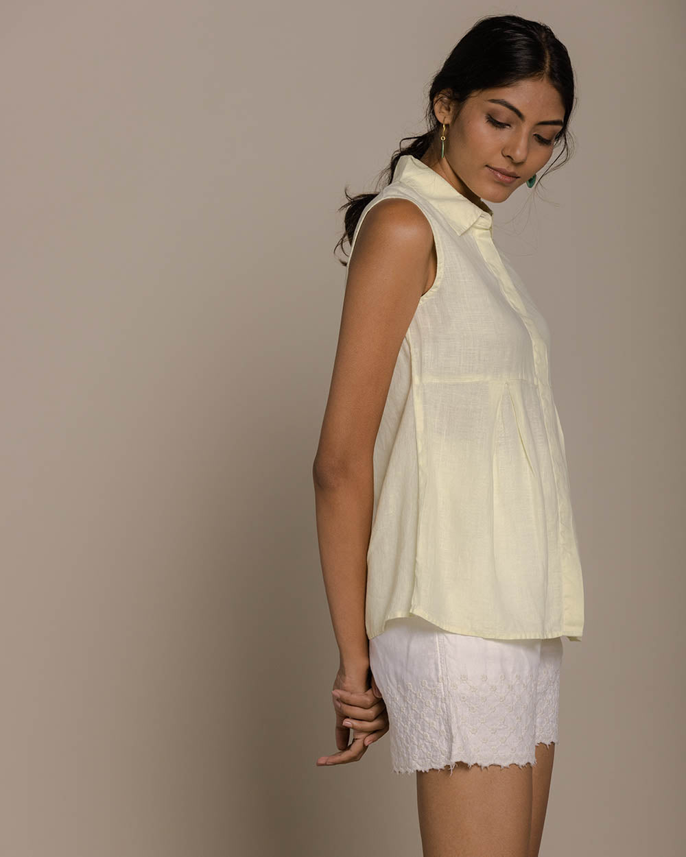 The Summer Haze Top - Lemon at Kamakhyaa by Reistor. This item is Casual Wear, Hemp, Natural, Shirts, Solids, Tops, Womenswear, Yellow