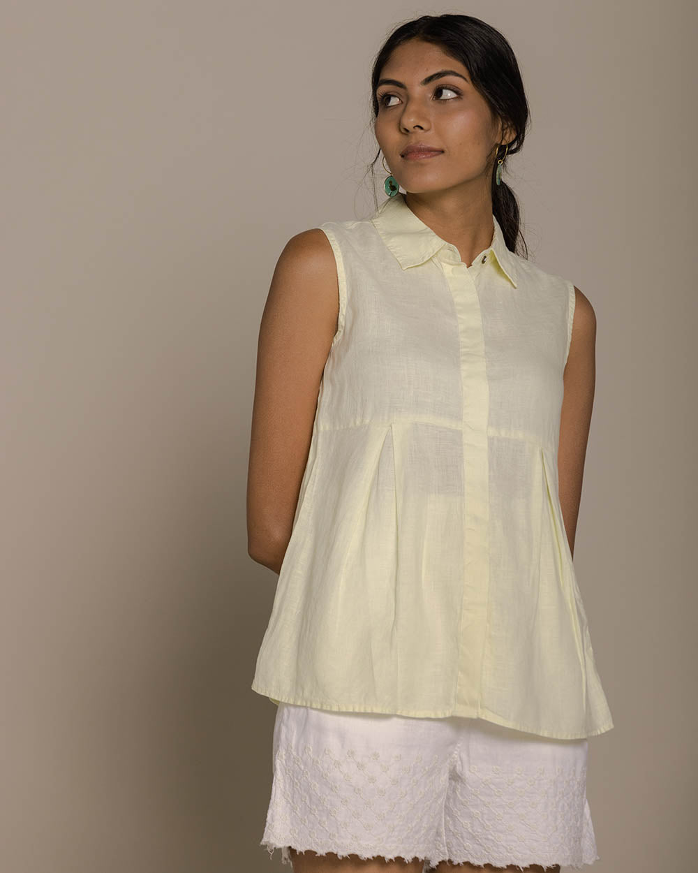 The Summer Haze Top - Lemon at Kamakhyaa by Reistor. This item is Casual Wear, Hemp, Natural, Shirts, Solids, Tops, Womenswear, Yellow