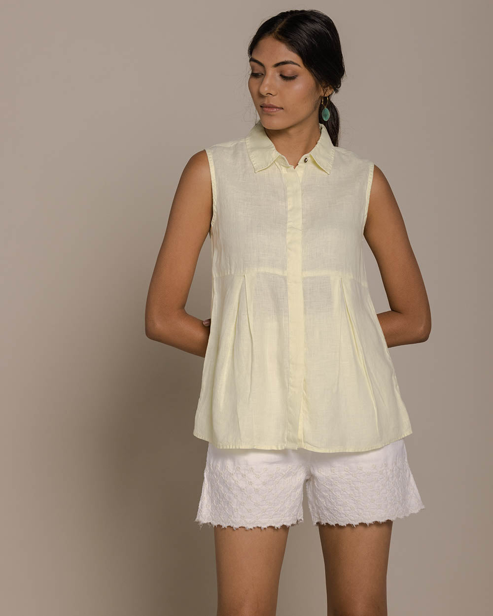 The Summer Haze Top - Lemon at Kamakhyaa by Reistor. This item is Casual Wear, Hemp, Natural, Shirts, Solids, Tops, Womenswear, Yellow