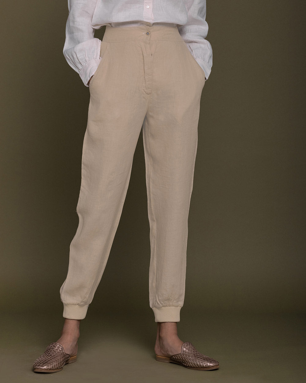 The Summer Sweats - Sand Beige at Kamakhyaa by Reistor. This item is Brown, Casual Wear, Hemp, Joggers, Natural, Office Wear, Solids, Womenswear