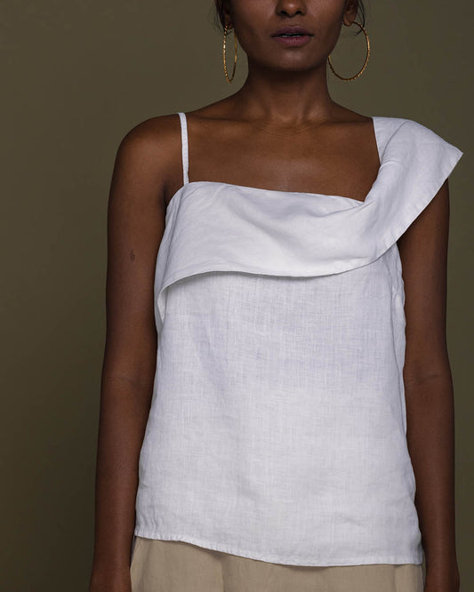 The Wandering Wave Top - Coconut White at Kamakhyaa by Reistor. This item is Casual Wear, Hemp, Natural, Office Wear, Solids, Spaghettis, Tops, White, Womenswear