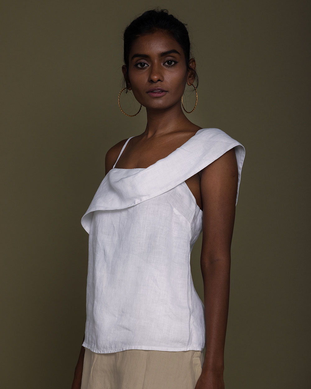 The Wandering Wave Top - Coconut White at Kamakhyaa by Reistor. This item is Casual Wear, Hemp, Natural, Office Wear, Solids, Spaghettis, Tops, White, Womenswear