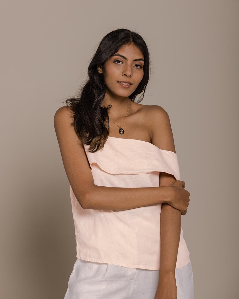 The Wandering Wave Top - Ice Pink at Kamakhyaa by Reistor. This item is Casual Wear, Hemp, Natural, Office Wear, Pink, Solids, T-Shirts, Tops, Womenswear