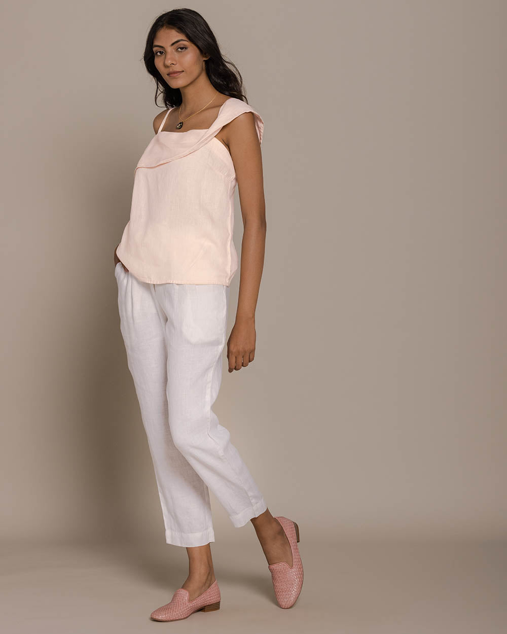 The Wandering Wave Top - Ice Pink at Kamakhyaa by Reistor. This item is Casual Wear, Hemp, Natural, Office Wear, Pink, Solids, T-Shirts, Tops, Womenswear