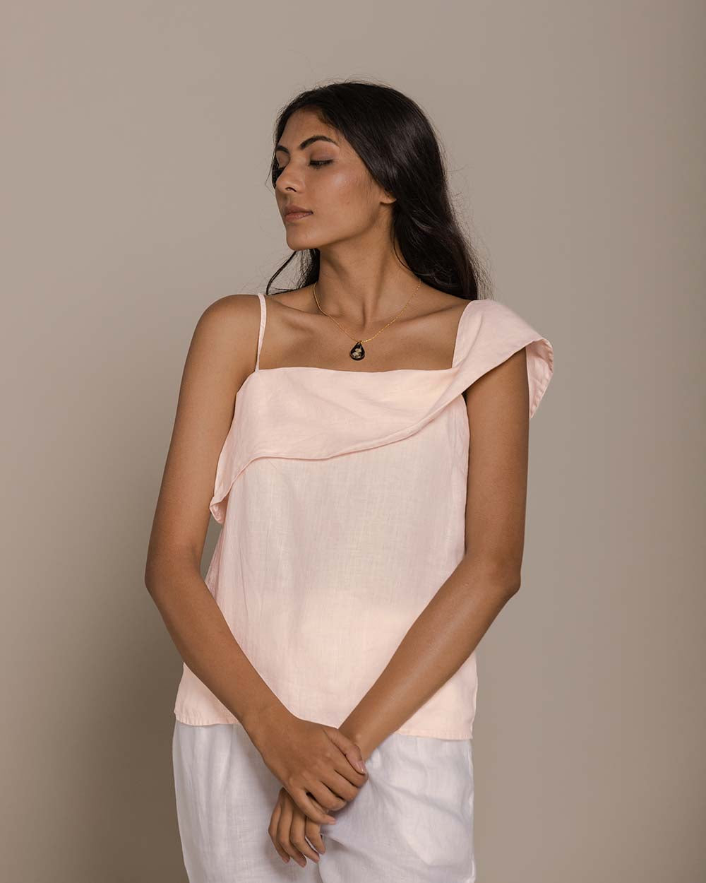 The Wandering Wave Top - Ice Pink at Kamakhyaa by Reistor. This item is Casual Wear, Hemp, Natural, Office Wear, Pink, Solids, T-Shirts, Tops, Womenswear