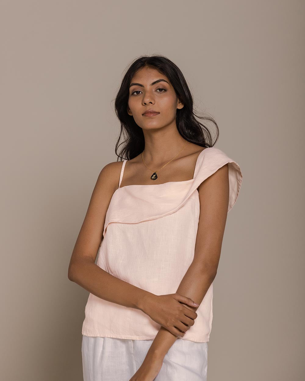 The Wandering Wave Top - Ice Pink at Kamakhyaa by Reistor. This item is Casual Wear, Hemp, Natural, Office Wear, Pink, Solids, T-Shirts, Tops, Womenswear