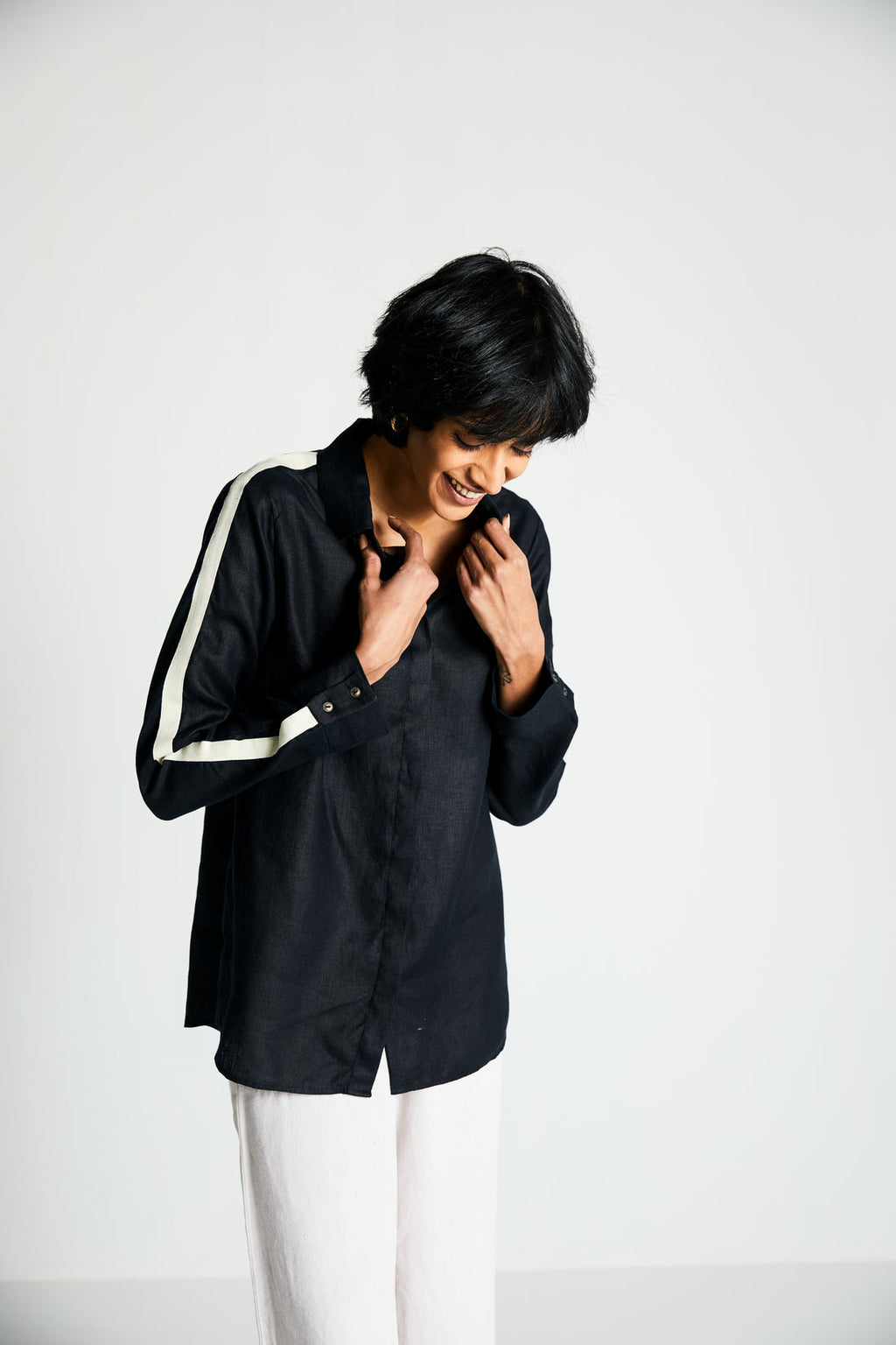 The Weekday Shirt at Kamakhyaa by Reistor. This item is Black, Casual Wear, Hemp, Natural, Noir, Regular Fit, Shirts, Solids, Tops, Womenswear