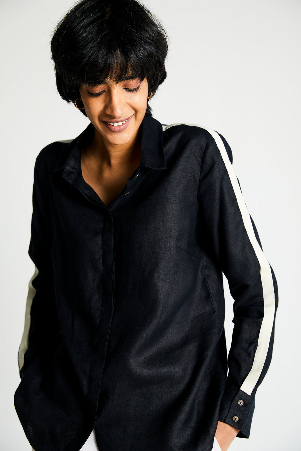 The Weekday Shirt at Kamakhyaa by Reistor. This item is Black, Casual Wear, Hemp, Natural, Noir, Regular Fit, Shirts, Solids, Tops, Womenswear