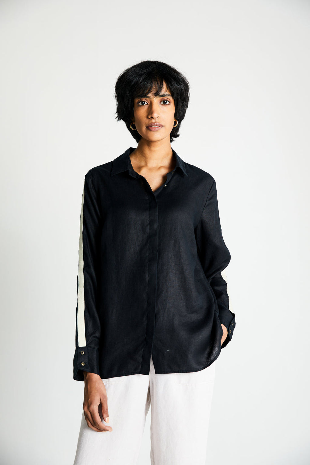 The Weekday Shirt at Kamakhyaa by Reistor. This item is Black, Casual Wear, Hemp, Natural, Noir, Regular Fit, Shirts, Solids, Tops, Womenswear